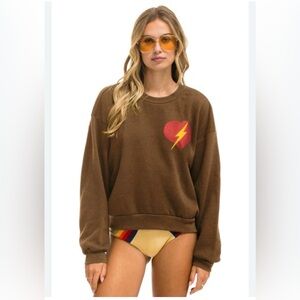 Aviator Nation Bolt Heart Crewneck size L NWOT Unisex
